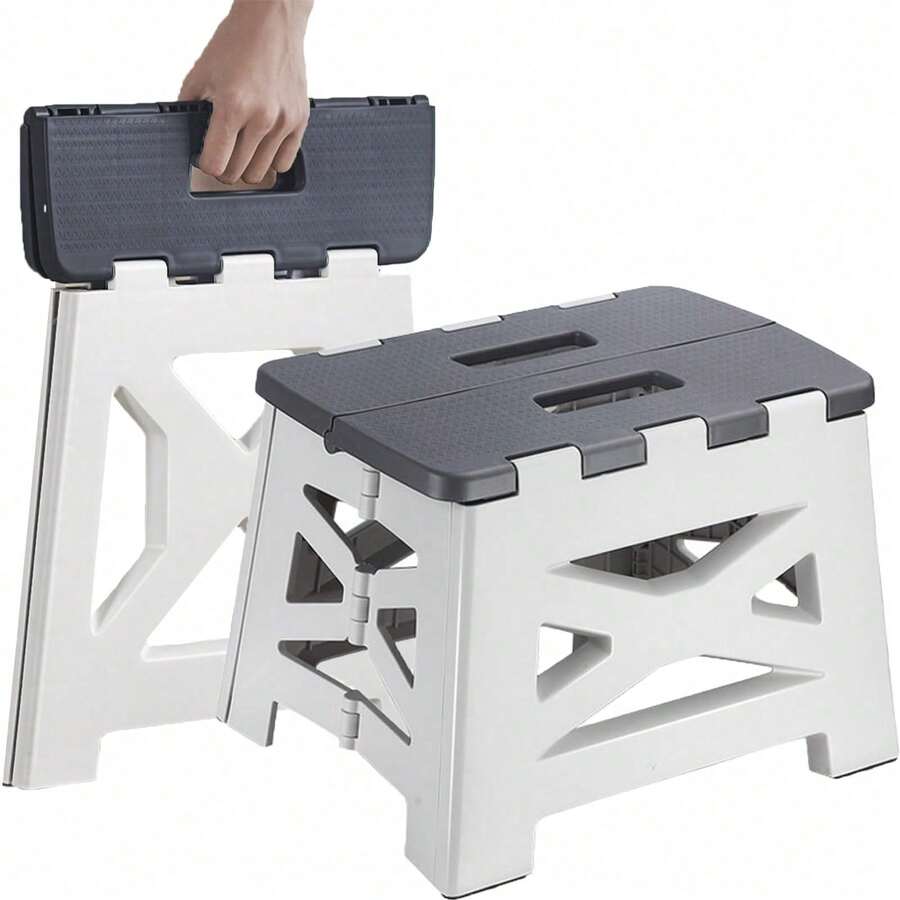 Banco Plegable, Taburete Portatil, Silla Plegable Portatil, para Niños y Adultos, Soporta hasta 150 kg, Antideslizantes, Ligero y Resistente,Ideal para Camping,Barbacoas, Cocina, Baño(Verde) - Gris - Ver 1