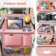 2pcs Durable Polyester Car Seat Organizer With Dining Table Tray - Fits Most Vehicles, Ideal For Snacks & Toys Storage