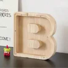 1pc Creative Wooden Alphabet Letter Coin Bank - 26 A-Z Coin Piggy Bank, Penny Saver, Acrylic Transparent Design Decor, Suitable For Birthday Gift, Home Decor, Halloween, Christmas, Thanksgiving, Easter Gifts, Back To School - Multicolor - View 25