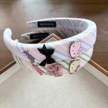 Sanrio Sanrio Spring Fresh And Sweet KT Cat Bow Hair Hoop Gentle Elegant Headband Versatile Hair Clip Accessories Back To School