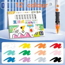 Straight Liquid Soft Tip Acrylic Marker Pen Set, 12/24/36/48 Colors, Student Stationery, Waterproof And Stackable, Stackable Art Brushes, Hobby Class Painting Watercolor Pens, Graffiti Painting Soft Brushes, Suitable For Painting Shoes, Glass, Ceramics, Cloth, Wood, Stone, Plastic, Paper, Etc.Stationery,School Supplies Back To School