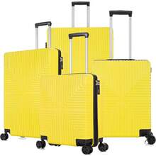 DK Luggage 24" Medium Lightweight Hard Shell Suitcase 4 Wheel Spinner Luggage ABS-30 Yellow - Yellow - View 1