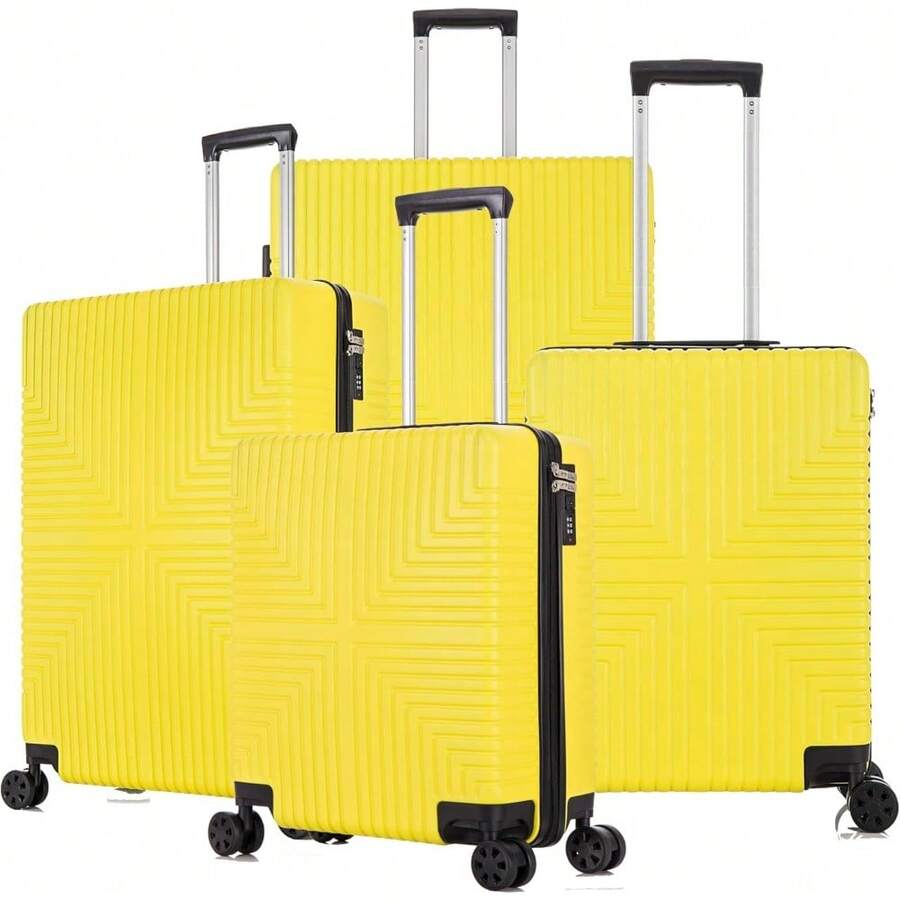 DK Luggage 24" Medium Lightweight Hard Shell Suitcase 4 Wheel Spinner Luggage ABS-30 Yellow - Yellow - View 1