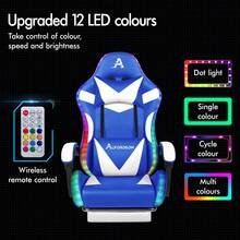 ALFORDSON Gaming Massage Chair, Massage Racing Chair With LED, Ergonomic Desk Chair With 150° Tilt, Retractable Footrest, PU Leather, Height Adjustable, 180 Kg Load Capacity