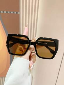 Polarized Sunglasses For Women, Retro Square Large Frame Plastic Fashion Glasses, Classic Style For Outdoor Sports, Cycling, Travel, Beach, Driving, Fishing, Summer UV Protection Fashionable Shade Elegant Outfit Family Outings Travel Vacation Holiday For Summer Beach Vacation,Outdoor,Travel - 黑色 - 查看 2