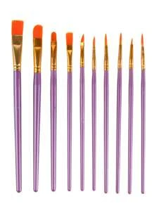 10pcs/50pcs Plastic Handle Painting Brush Set, Watercolor Acrylic Oil Art Paint Brushes For Drawing