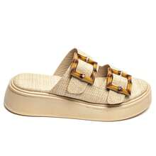 Sandals Compensating In Boucle Style Bohème – Élégance Et Confort Pour L'été - Beige-5233 - View 2