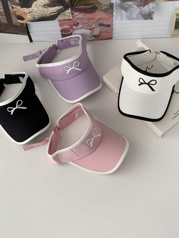 قبعة بيسبول مطرزة بفيونكة لطيفة للنساء، قبعة واقية من الشمس مهوّاة للرياضات الخارجية، بسُنّارة، بسناب باك لموسم الصيف والشاطئ والجري