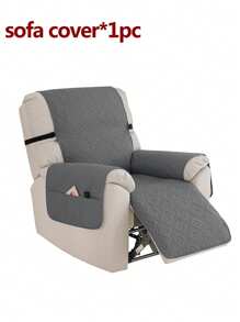 Funda de sillón reclinable acolchada de 1 plaza con correa elástica ajustable, de unicolor y antipolvo - Se ajusta a la mayoría de los sillones reclinables
