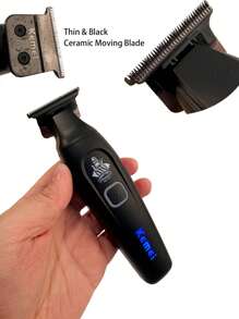Kemei KM-1747 Tondeuse à cheveux professionnelle Nouvelle tondeuse à barbe électrique pour hommes Lame T à coupe zéro Tondeuse à cheveux avec espaceur de 0 mm Tondeuse sculptante pour barbier Utilisation domestique Cadeau d'anniversaire pour hommes Design