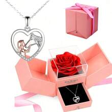 Love Pendant Necklace, Pink Soap Rose High-End Gift Box, Suitable For Giving To Girlfriend, Family, Yourself And Your Loved Ones. The Best Gift For Her, Exclusive To Your Love, Every Day Is A Memorable Day