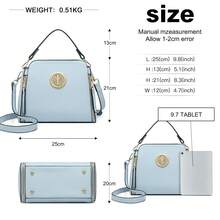 Women's PU Leather Shoulder Bag – Elegant Crossbody Satchel With Top Handle, Oriental Emblem & Zip Closure – Ideal For Daily Use, Work, School, Shopping, Travel Or As A Gift - Blue - View 6