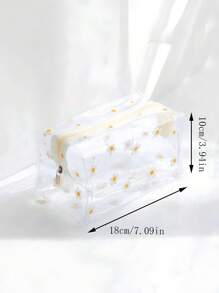 1 pieza Bolsa de cosméticos transparente y a prueba de agua con diseño de flor, bolsa transparente para bolígrafos, bolsa transparente para lápices, reutilizable y lavable, regalo pequeño y lindo, apropiado para cumpleaños, bodas, fiestas, Navidad, Halloween, Acción de Gracias, temporada de graduación, temporada escolar, 1 paquete de flores de color + 1 paquete de flores blancas, volver a la escuela, útiles escolares, estuche de lápices, bolsa de lápices, mochila escolar