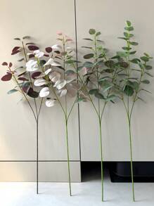 1/3pcs Artificial Leaves, Real Touch Leaf Artificial Eucalyptus Stems, Tall 26" Long Silver Dollar Eucalyptus Stems Greenery Stems Eucalyptus Leaf Spray In Green Silk Plastic Plants Floral Artificial Plants For Home Party Wedding Decoration, Home Fireplace Bathroom Office Party Decor Gifts Birthday Graduation