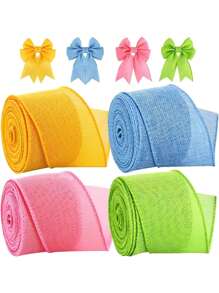 4pcs Colorful Holiday Decoration Ribbons, Birthday Party Decoration Webbing, Party DIY Bow Decoration Ribbons, Gift Wrapping Ribbons, Multiple Colors Available, Suitable For Birthday Parties, Graduation Season, Back To School Season, Holiday Celebrations, Weddings