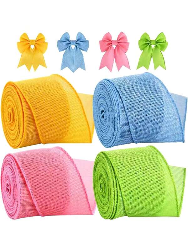 4pcs Colorful Holiday Decoration Ribbons, Birthday Party Decoration Webbing, Party DIY Bow Decoration Ribbons, Gift Wrapping Ribbons, Multiple Colors Available, Suitable For Birthday Parties, Graduation Season, Back To School Season, Holiday Celebrations, Weddings
