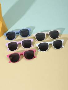 3pcs Retro Children's PC Frame Riveted Fashionable Glasses, Suitable For Picnics, Gatherings, Parties, Stage Performances - Multicolor - View 1