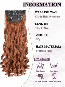 Clip In Hair Extensions, 20 Inch Long Wavy 4PCS Hair Extensions Natural Soft Synthetic Fiber High Temperature Heat Resistance Clip In Hairpieces For Women Weddings Party Daily Use