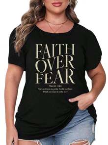 Oversized Style For Women, Faith Over Fear Christian T-Shirt, Christian Gift, Faith T-Shirt Tee, Oversize Type Shirt For Women, Perfect For Holiday Parties Or Gift Giving, Soft And Comfortable - màu đen - Xem 2