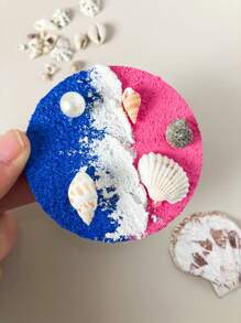 1pc Handmade Textured Colorful Ocean Theme Fridge Magnet, Natural Seashell 3D Relief Seascape Wave Fridge Decor, Suitable For Home Decoration, Daily Use And Holiday Gifts, Seaside Travel Souvenir