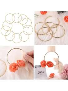 1/5/10 pezzi, 75 mm Accessori decorativi in cerchio dorato, fatti a mano, personalizzati, come regali di nozze o oggetti da regalo