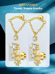 4 piezas Pendientes de cartílago para mujer de plata y oro, pendientes planos para tragus, helix, joyería para perforaciones, hipoalergénicos, pendientes apilables, pendientes de botón de oro para mujeres, pendientes para mujeres, pendientes de espalda plana, pendientes para el segundo orificio para mujeres