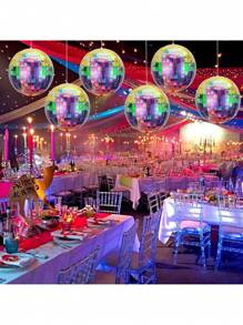 6pcs 22 Inch Colorful/Gold/Silver Disco Ball Balloons, 22 Inch 4D Round Foil Balloons For Birthday, Wedding, Graduation, Disco Dance Theme Party Decorations 70s 80s 90s