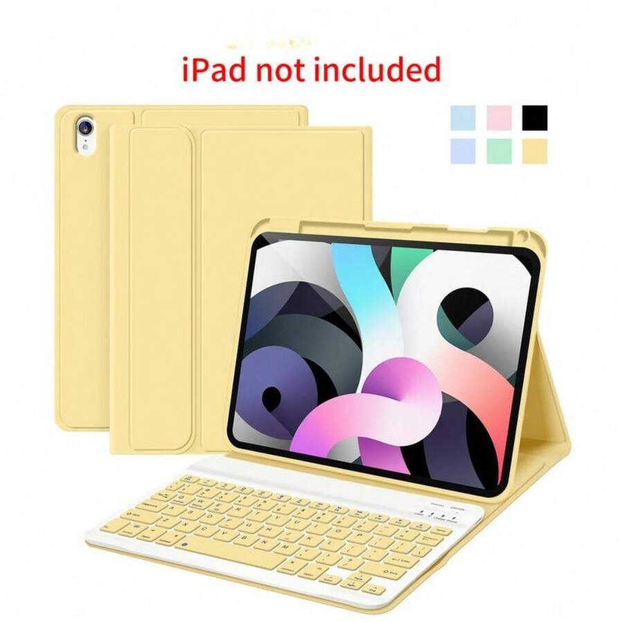 STWMOOCE Detachable IPad Wireless Keyboard Leather Case With Tablet Magnetic Pencil Holder And Stand, Compatible With 10.2-Inch IPad 7/8/9th,IPad 10th,10.9-Inch IPad Air4/5th,11 IPad Air(M2/M3),11-Inch IPad Pro1/2/3/4th Gen Bluetooth Keyboard Cover - 黃色 - 查看 1