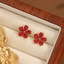 1-6对时尚金鱼、树、可爱水钻镶嵌水果系列耳钉套装