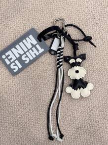 HXXOOS Uma Peça Tag de Identificação e Chaveiro de Cão em Estilo INS - Pingente de Bolsa Fofo de Schnauzer com Etiqueta "ISSO É MEU!", Acessório de Viagem para Mulheres, Presente para Ela, Pendente para Mochila, Bolsa de Ombro, Mala