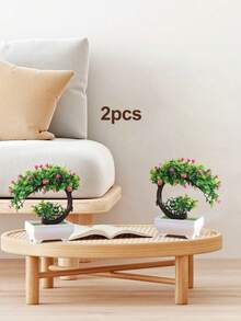 1件仿真盆栽植物，假花草球盆景，家居装饰桌面摆件套装，仿真植物，家居装饰，房间装饰，2025年圣诞礼物，完美的生日和节日礼物，情人节和圣诞节装饰品，适合所有季节 - 粉色 - 查看 14