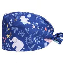 1 pièce Casquette de protection en polyester à motif dessin animé, convient pour dentaire, hôpital, infirmière pédiatrique, vétérinaire, chef, cheveux longs, unisexe, 4 saisons