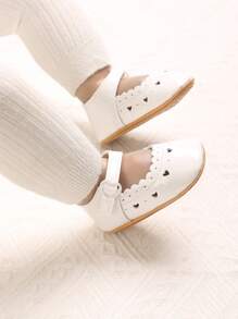 1 Pair Solid Color Soft Rubber Sole Princess Flats For Babies 0-1 Year Old, Spring/Autumn