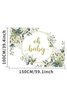 1pc Newborn Shower Photography Backdrops Watercolor Gold Green Eucalyptus Leaves Photo Background 59.1*39.4/82.7*59.1/106.3*70.9 Inches Sons Daughters Birthday Party Banner Indoor Outdoor Wedding Decoration Supplies