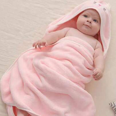 Unisex Baby Bath Towel , Animal Face Hooded Baby Cape Towel, Unique Animal Design, Super Soft Newborn Bathrobe, All Seasons, Children's Soft Coral Cartoon Bathroom Supplies, Bath Wrap Blanket