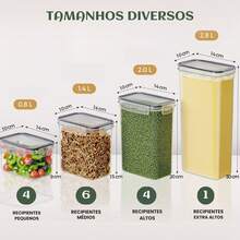 Kit 15 Airtight Food Jars Square Kitchen Storage Containers With Locking Lid Luvinco Organization - 無色 - 查看 5