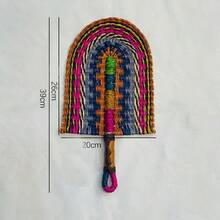 Handcrafted Seagrass Wall Fan With African Motifs - Artistic Home Decor Accent - Multicolor - View 11