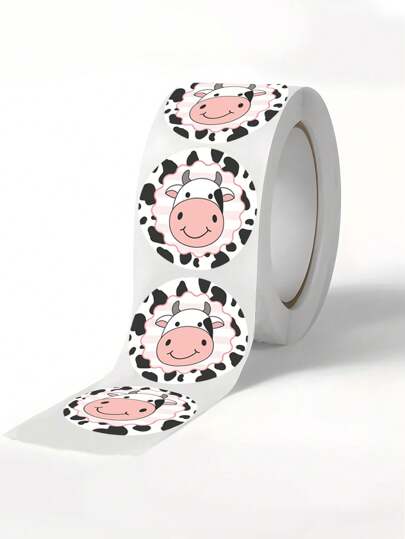 120pcs/Roll Cute Cow Theme Stickers, Suitable For Birthday, Wedding, Party, Daily Decoration