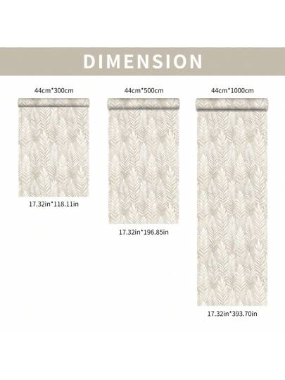 Roll Beige Bohemian Leaf Pattern Textured Wallpaper, PVC Self Adhesive Wand Sticker, Waterproof Moisture Proof Bloemen Removable Reusable, Easy To Install Clean, Living Room, Kitchen, Bedroom, Dining Room Furniture Seamless Splicing view 11