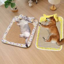 Colorful Cartoon Pet Cooling Mat With Pillow, Breathable & Comfortable For Pets, Summer Use - Multicolor - View 8