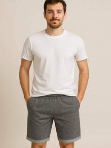Shorts Masculino Moletinho com Bolsos Frontais e TraseiroSimplesCasualBolsoMoletinho