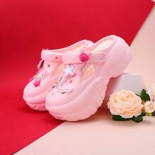 Women's Popular Flat-Bottomed Hole Shoes, Spring/Summer/Autumn Beach Slippers, Anti-Slip Thick-Soled, Nurse Work Shoes, Cartoon Printed, Slip Resistant, Breathable, Surgery Shoes