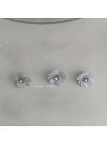 3pcs/Set Korean Ins Niche Fashionable Floral Shoe Clips, Pearls & Bowknot Decor For Sneakers