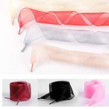 1 Pair 4cm/1.57in Wide Transparent Chiffon Shoelaces With Big Bow, Casual Shoes Laces, Fashion Bowknot Shoelaces For Women, 120cm Length - Multicolor - View 10