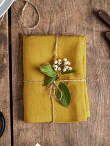 2/6/12Pcs Minimalist Soft Absorbent Yellow Napkins, Modern Table Decor For Restaurant, Home, Party, Festival - Yellow - View 6