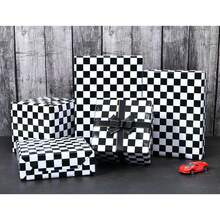 1pc Checkered Flag Wrapping Paper Roll, Mini Roll 17 Inch X 33 Feet, Checkered Color Paper Gift Wrapping Paper, Racing Wrapping Paper, Birthday Car Wrapping Paper, Suitable For Racing Party, Birthday Party, Mini Roll,Valentine's Day - Black and White - View 9