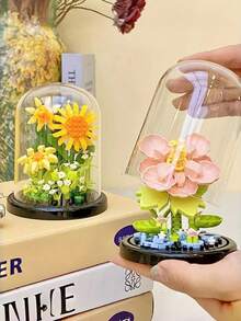 DIY Flower Building Blocks Set,Mixed Color,ABS Material,3D Flower Craft Kit - Rose,Lotus,Sunflower,Blue Dahlia,Home/Office Desk Decor,Perfect Gift For Valentine's Day,Birthday,Anniversary,Christmas,Mother's Day,Teacher's Day,Craft Set,Fantasy,Gift Set,Building Blocks,Music,Diy Kit,Valentine's Day Gifts,Constructor,Valentine's Day,Jelly Blocks,Book Nook Kit,Flower Building Set