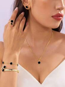 1 Set Lucky Star Bracelet, Necklace, Earrings, Bracelet, Ring 5pcs Jewelry Suit, Suitable For Party, Holiday Gifts, Daily Wear