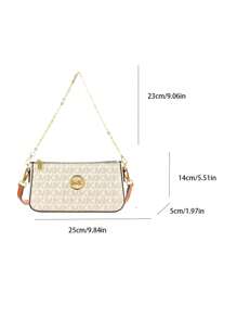 1 Piece Of High-Quality Casual Solid Color Women's Bag 2025 New Casual Underarm Bag Small Square Bag Splicing Contrasting Chain Decoration Women's Shoulder Bag Shoulder Strap Adjustable Crossbody Bag Letter Decoration Mahjong Bag New Women's Bag