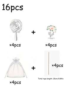 Set de regalo para invitados de boda de 16/4 piezas, espejos de mano bañados en oro con diseño de rosa, espejos bañados en oro rosa, tarjetas de agradecimiento con diseño floral y bolsas de organza, regalos para damas de honor, recuerdos de boda, adecuado para fiestas de boda y regalos de duchas nupciales - Multicolor - Ver 17